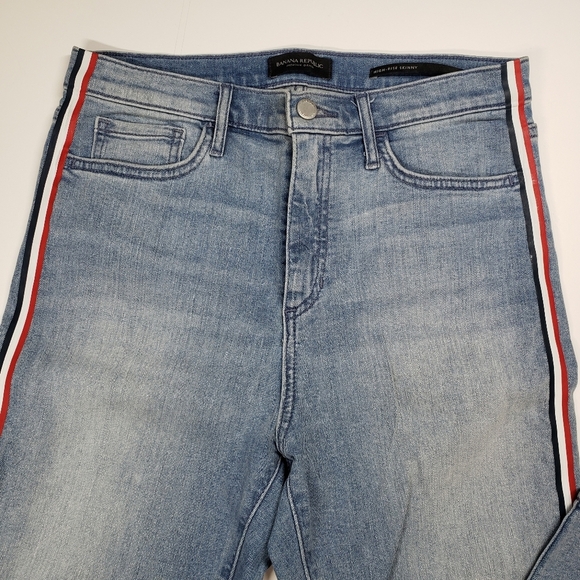 Banana Republic High Rise Skinny Striped Side Jeans Women's Size 28 - Picture 2 of 8